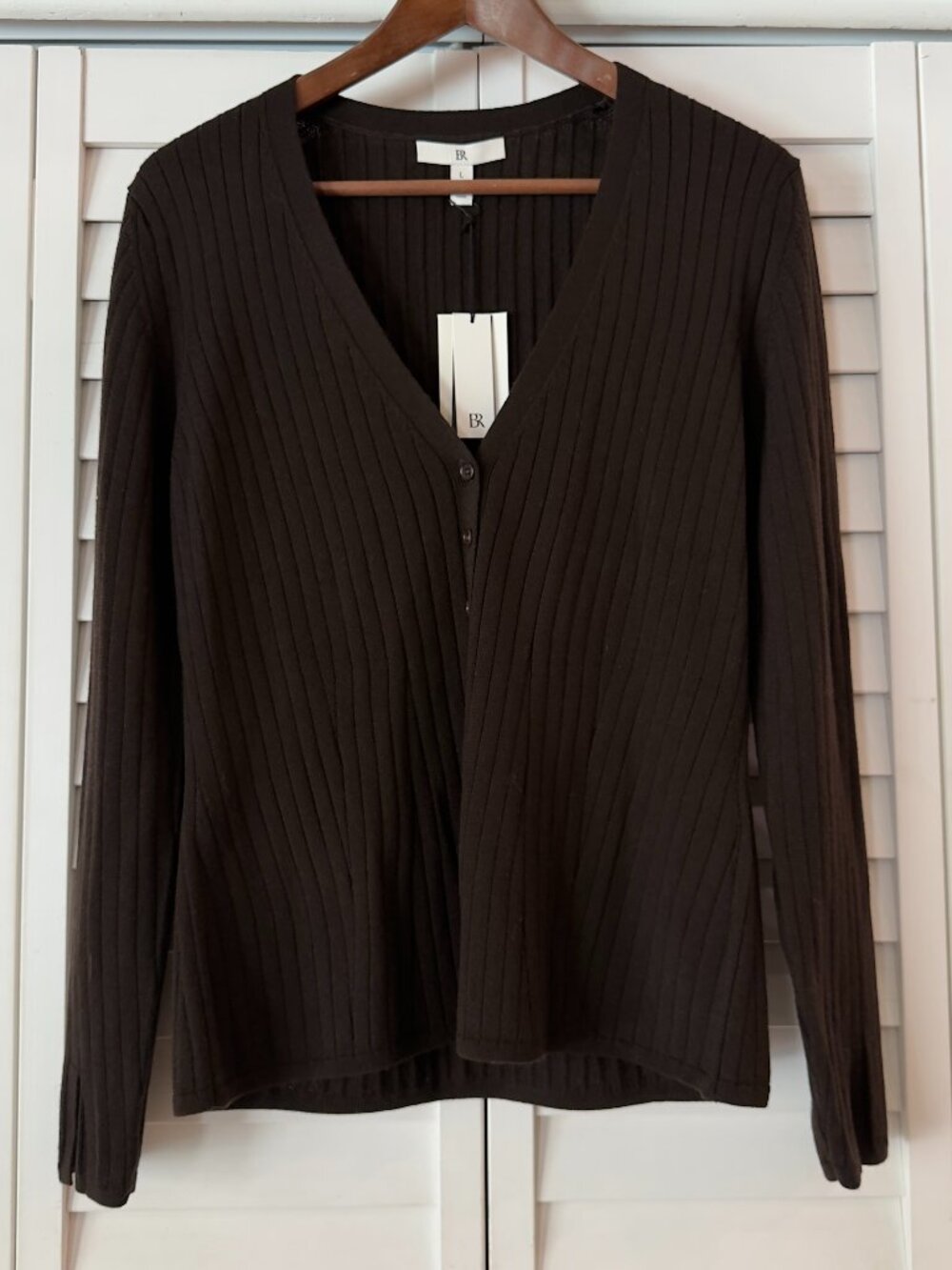 BR Banana Republic Merino Wool Brown Ribbed Cardigan - Size L